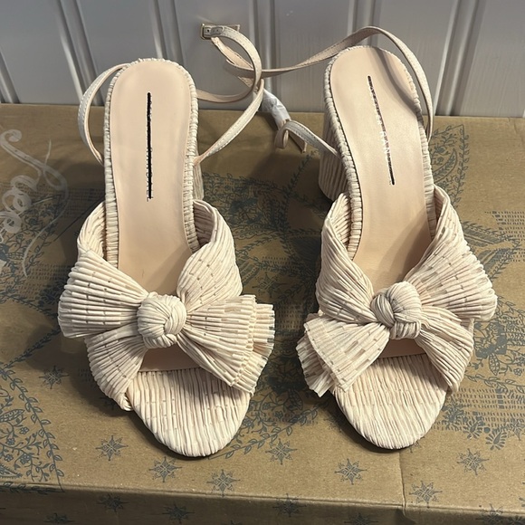 Loeffler Randall Camellia Pleated Knot Heeled Sandal Heel 8 NEW - Picture 2 of 12